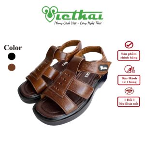 <i class=""fas" fa-"star""></i> Dép trung niên bền đẹp mã VT338 Chất liệu da bò cao cấp, da thật 100% Form giày ôm chân,thiết kế hiện đại, thoáng mát, thoải mái Đường chỉ may tỉ mỉ, tinh tế Đế chống trơn trượt, thời trang Màu: Nâu, đen