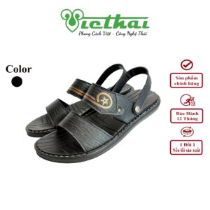 [icon name="star" prefix="fas"] Dép sandal nam Việt Thái mã VT301 Chất liệu da bò cao cấp, da thật 100% Form giày ôm chân,thiết kế hiện đại, thoáng mát, thoải mái Đường chỉ may tỉ mỉ, tinh tế Đế chống trơn trượt, thời trang Màu: Đen
