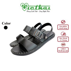 [icon name="star" prefix="fas"] Dép sandal nam cao cấp mã VT302 Chất liệu da bò cao cấp, da thật 100% Form giày ôm chân,thiết kế hiện đại, thoáng mát, thoải mái Đường chỉ may tỉ mỉ, tinh tế Đế chống trơn trượt, thời trang Màu: Đen