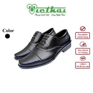 <i class=""fas" fa-"star""></i> giày tây buộc dây kiểu Derby mã VT123 Chất liệu da bò cao cấp, da thật 100% Form giày ôm chân,thiết kế hiện đại, thoáng mát, thoải mái Đường chỉ may tỉ mỉ, tinh tế Đế chống trơn trượt, thời trang Màu: Đen