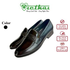 <i class=""fas" fa-"star""></i> Giày công sở nam năng động mã VT141 Chất liệu da bò cao cấp, da thật 100% Form giày ôm chân,thiết kế hiện đại, thoáng mát, thoải mái Đường chỉ may tỉ mỉ, tinh tế Đế chống trơn trượt, thời trang Màu: Đen