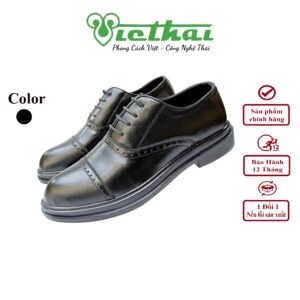 [icon name="star" prefix="fas"] giày tây nam buộc dây Oxford Brogue VT170 Chất liệu da bò cao cấp, da thật 100% Form giày ôm chân,thiết kế hiện đại, thoáng mát, thoải mái Đường chỉ may tỉ mỉ, tinh tế Đế chống trơn trượt, thời trang Màu: Đen